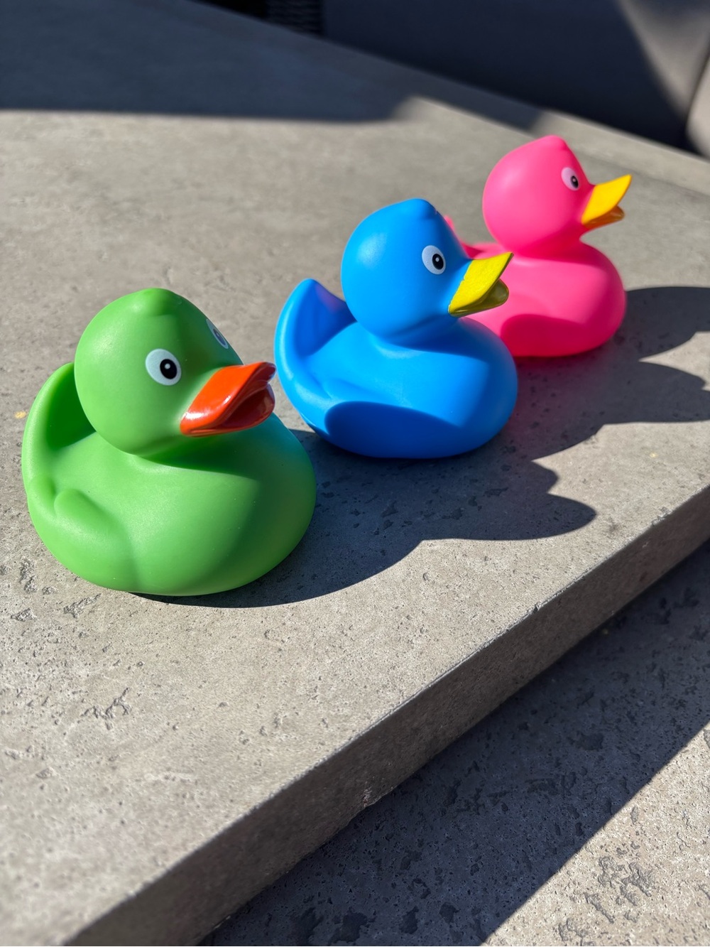 Colorful Rubber Duck Bath Toy Set - Green, Blue & Pink